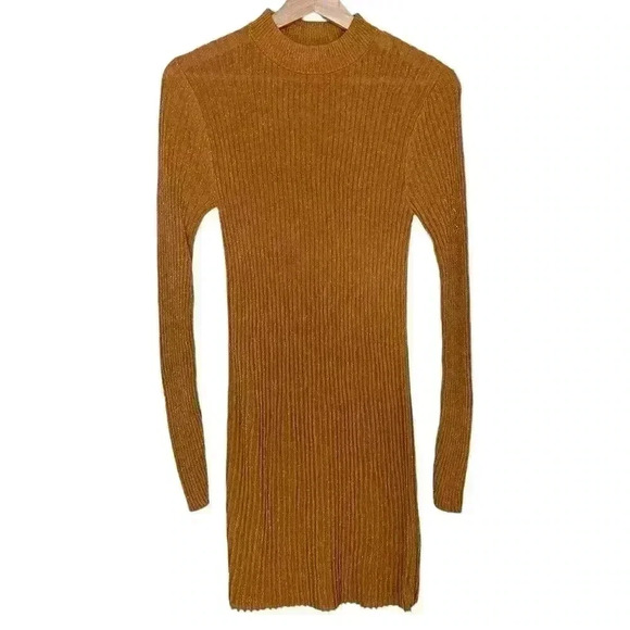 & Other Stories Autumn Fall Gold Glitter Ribbed Dress | Gold Brown Orange | SZ S - Picture 4 of 12
